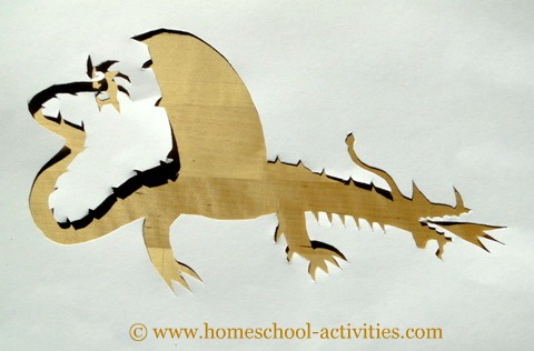 dragon stencil Because it's difficult to draw directly on tissue paper