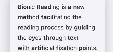 Bionic reading font