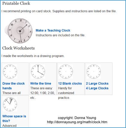clock worksheets