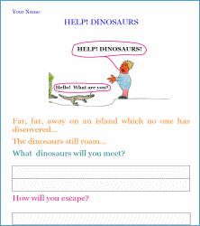 help dinosaurs! writing worksheet