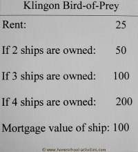 Star Trek Monopoly property values