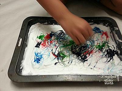 marbled paper with shaving cream