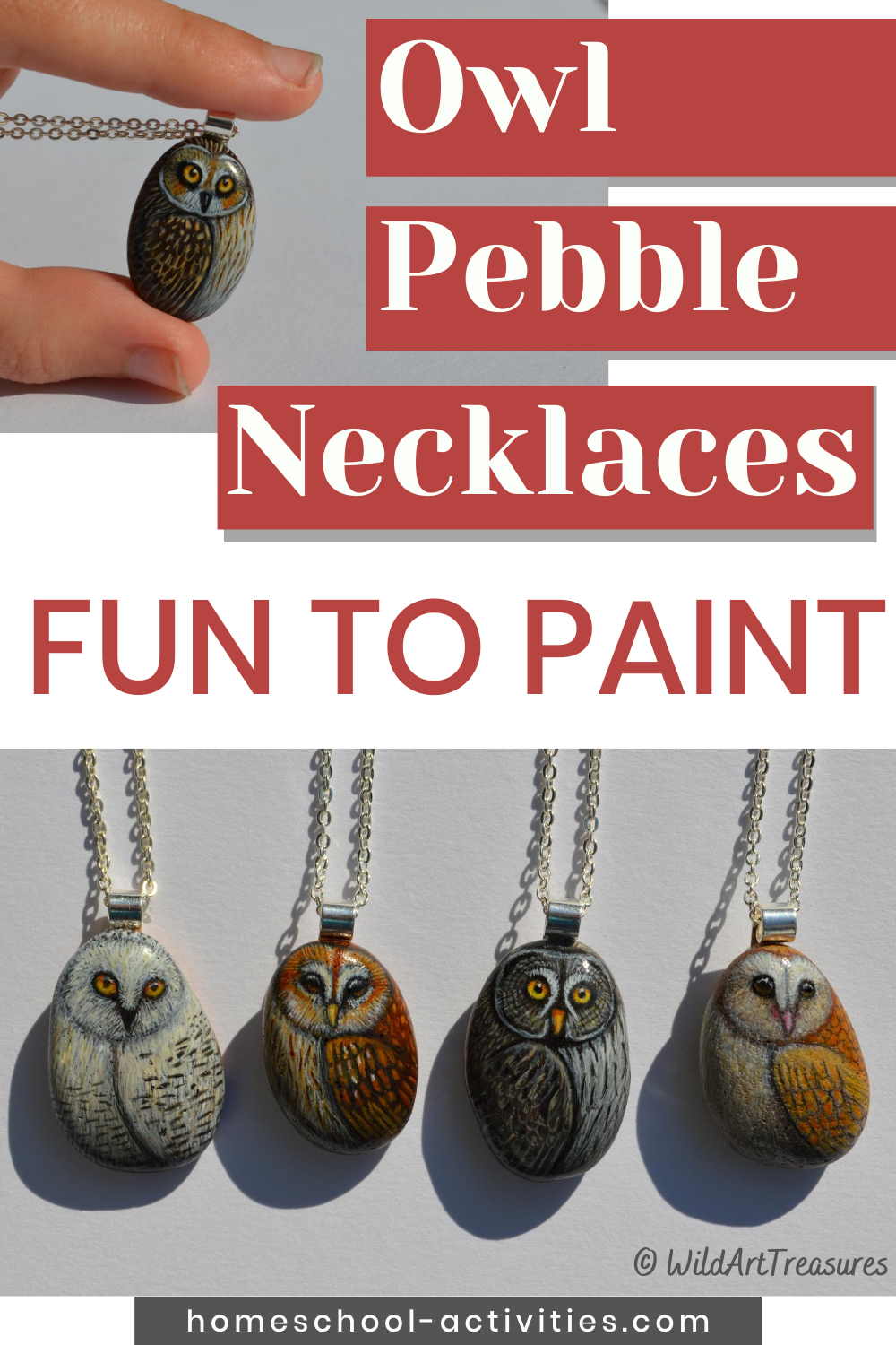 Owl pebble necklaces