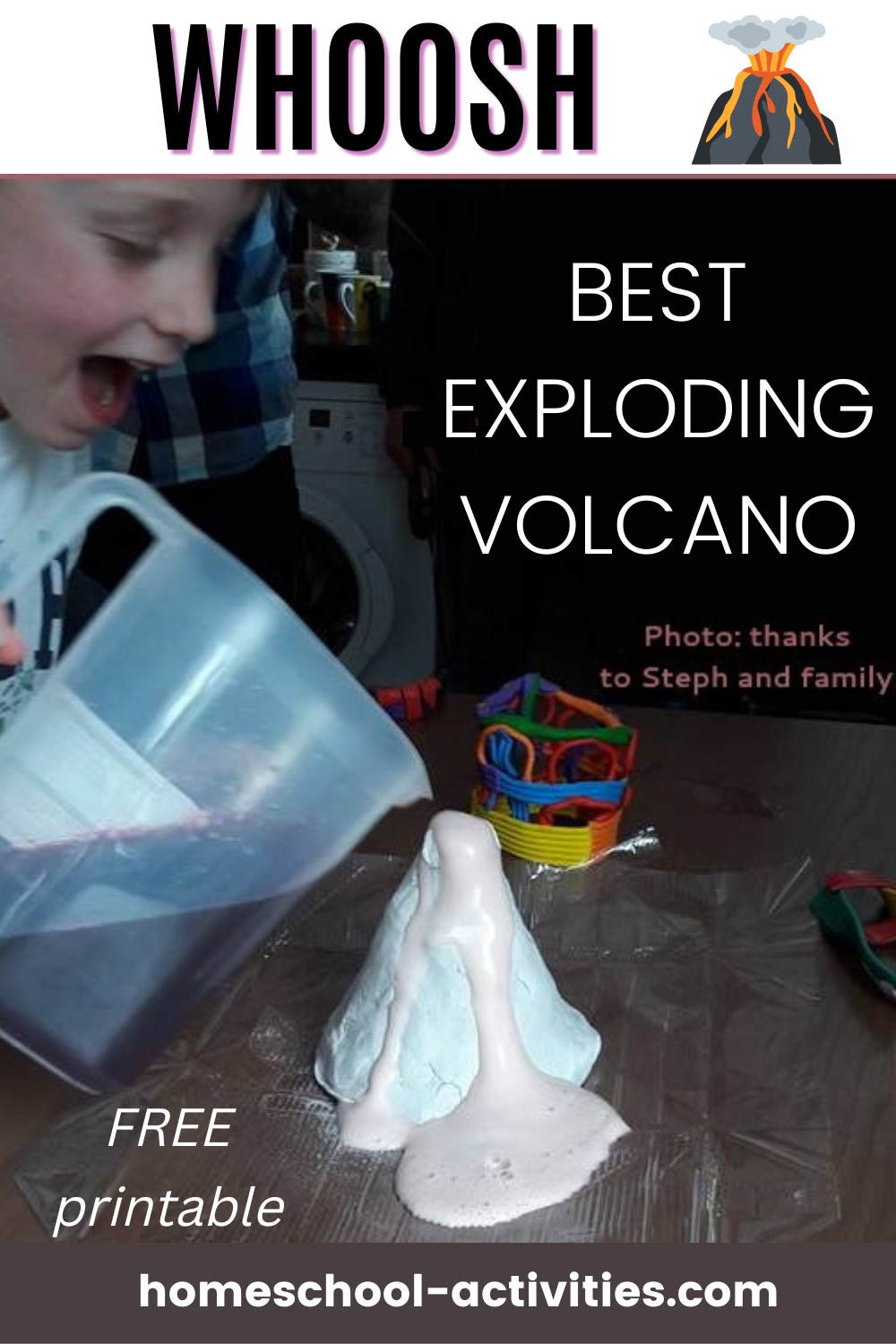 Volcano experiment for kids