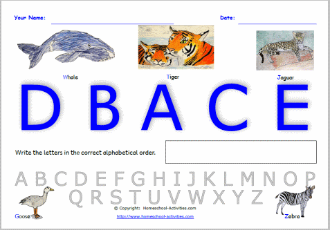 alphabetical order worksheets