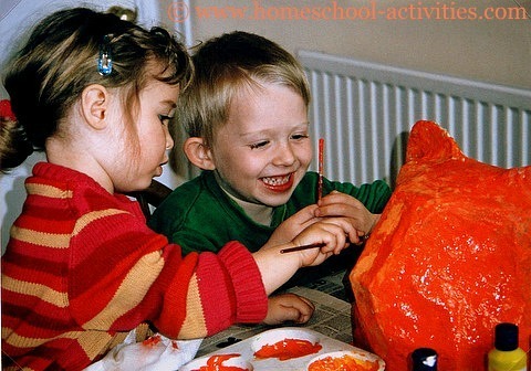 William and Catherine doing paper mache
