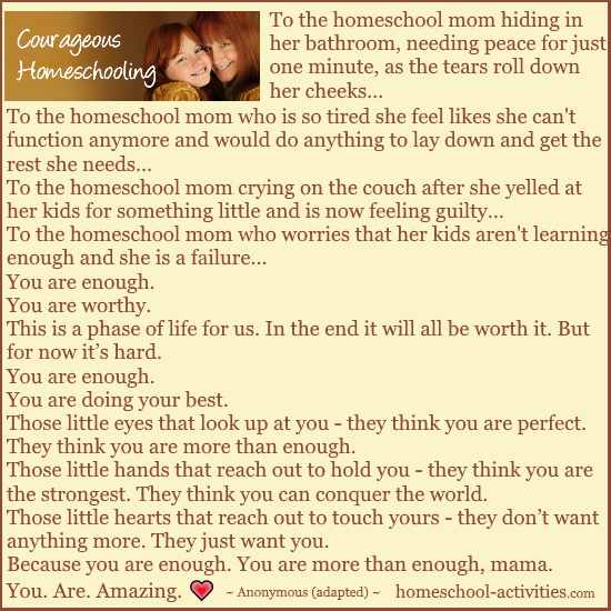 Courageous Homeschooling you are enough