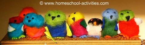 neede felted birds