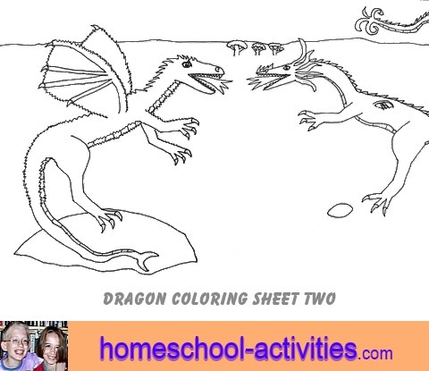 dragon coloring page two