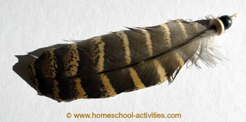 feather with beads