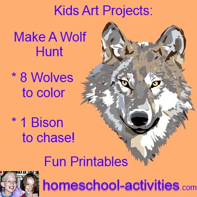 make a wolf hunt with free coloring sheets