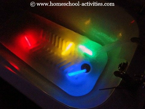 glow sticks in the bath