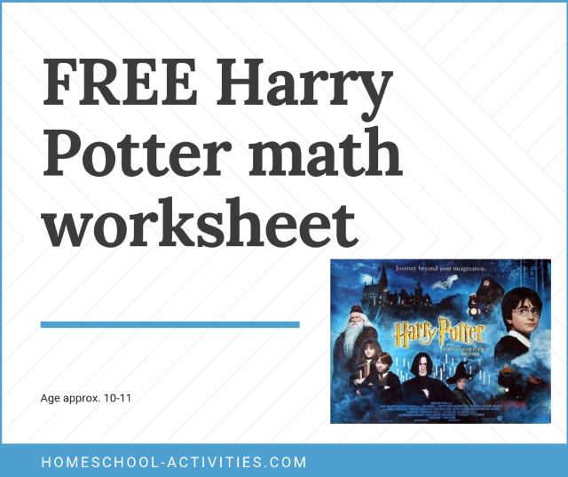 Harry Potter Math worksheet