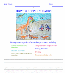 how to keep dinosaurs writing worksheet