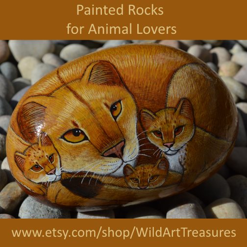 painted rock lion