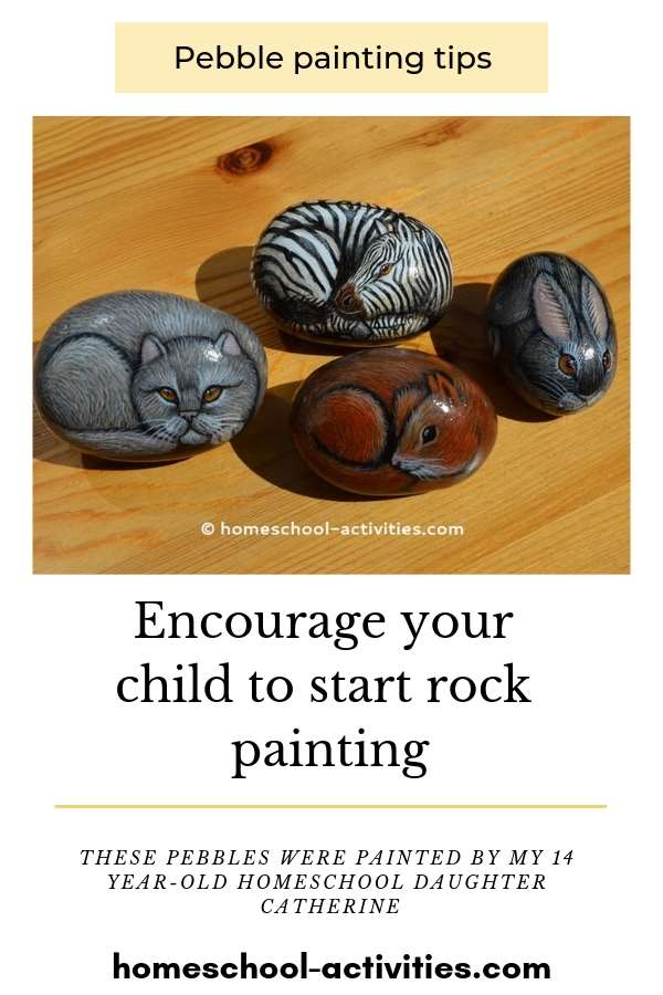 Rock painting animal pebbles