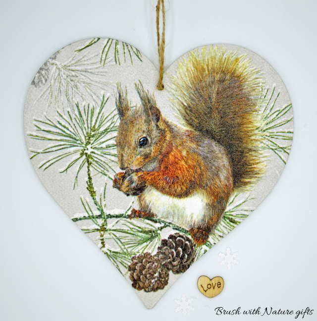 Squirrel decoupage heart
