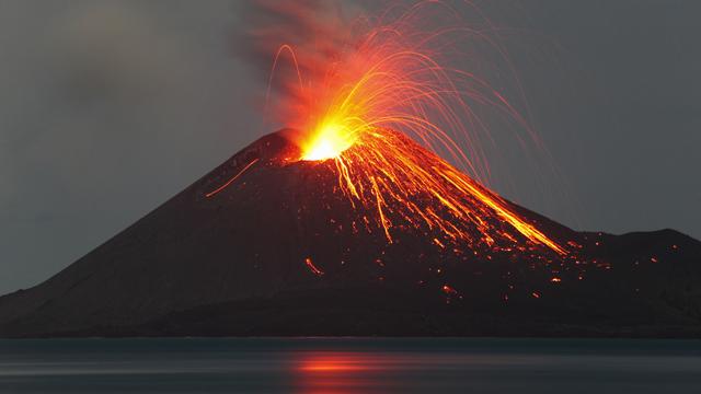 volcano erupting