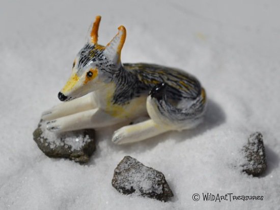 polymer clay wolf totem